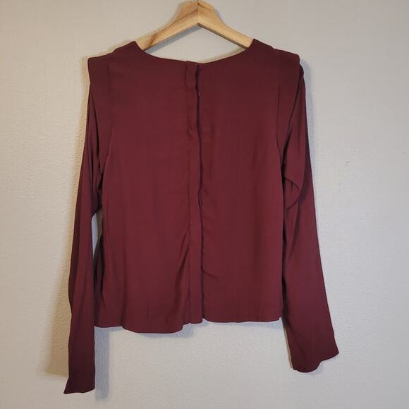 ASTR the Label Shirt Womens XS  Maroon Long Sleeve Back Buttons Career Wear - Picture 2 of 8